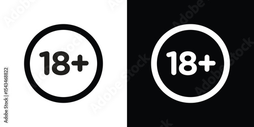 18 Plus icon filled flat sign concept for web design.