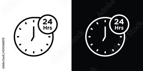 24 Hrs icon filled flat sign concept for web design.