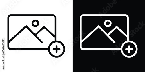 Add photos icon filled flat sign concept for web design.