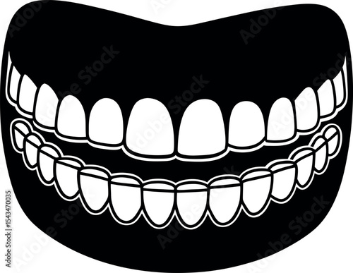 Human  teeth and braces silhouette vector illustration