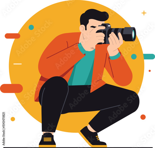 Male Photographer Taking Photo with Professional Camera 2