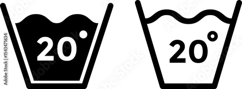 20 temperature wash icon. Washing clothing degree celsius. Warning information. Hand wash or machine wash. Dry cleaning. Laundry symbols