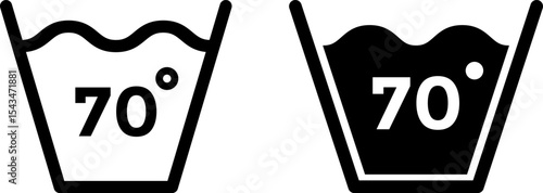 70 temperature wash icon. Washing clothing degree celsius. Warning information. Hand wash or machine wash. Dry cleaning. Laundry symbols

