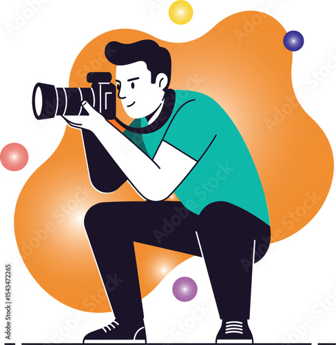 Male Photographer Taking Photo with Professional Camera 1