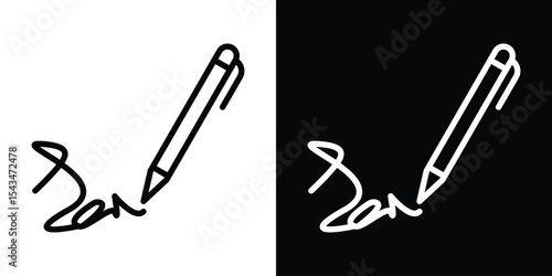 Autograph icon filled flat sign concept for web design.