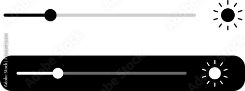 Brightness level icon. screen mode icons. toggle switch sign. featuring the sun. morning weather