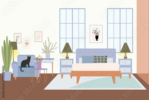 furniture, side table, plant pot, bed, sofa