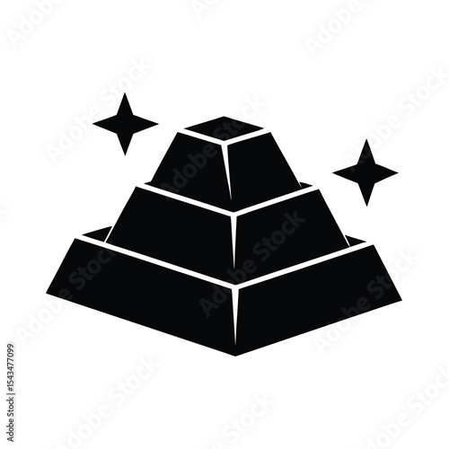 Pyramid gold bars silhouette vector illustration