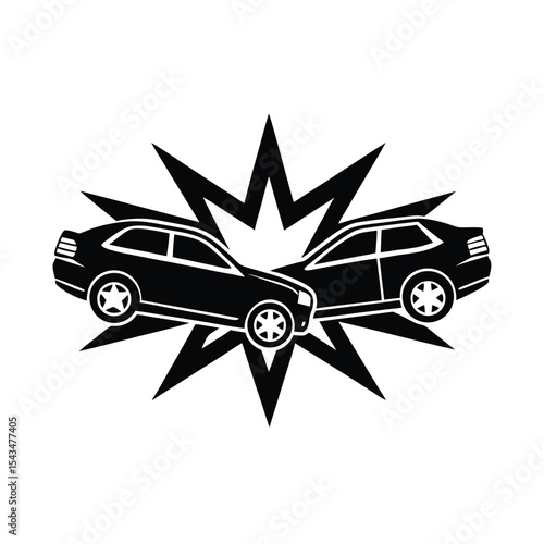 Car crash accident impact silhouette vector illustration