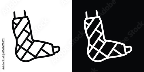 Broken leg in a plaster icon filled flat sign concept for web design.