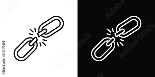 Broken link icon filled flat sign concept for web design.