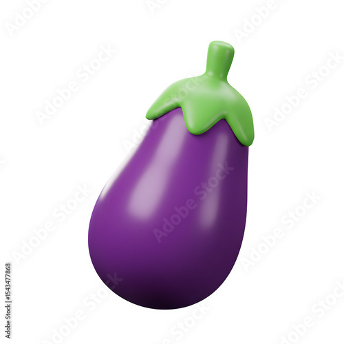 Cartoonish 3D Rendered Purple Eggplant
