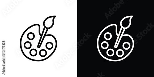 Brush and Palette icon filled flat sign concept for web design.