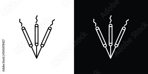 Burning incense stick icon filled flat sign concept for web design.