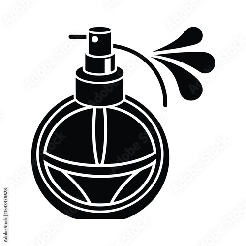 Elegant perfume bottle silhouette vector illustration