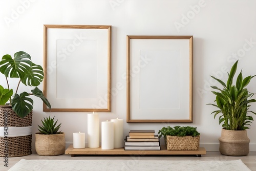Frame Mockup , Modern Wall in Living Room Interior – ISO A Paper Poster Size, 3D Render Design