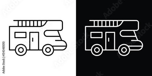 Caravan trailer icon filled flat sign concept for web design.