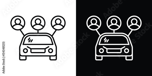 Carpool share icon filled flat sign concept for web design.