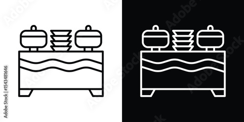 Catering buffet icon filled flat sign concept for web design.