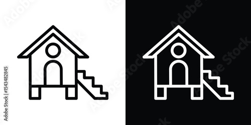 Chicken coop icon filled flat sign concept for web design.