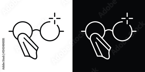 Cleaning eyeglasses icon filled flat sign concept for web design.