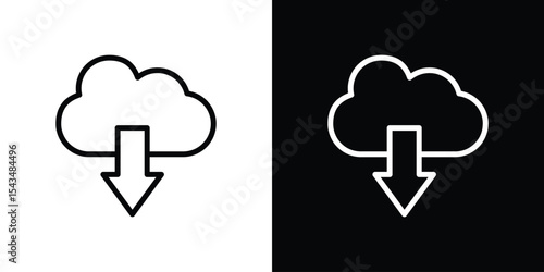 Cloud download icon filled flat sign concept for web design.
