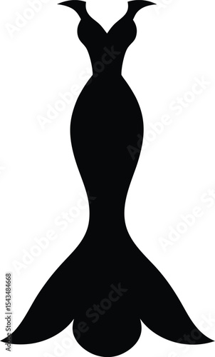 mermaid wedding dress silhouette icon. bridal gowns sweetheart neckline court train for bride to be