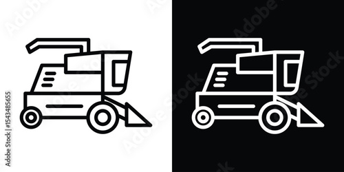 Combine harvester icon filled flat sign concept for web design.