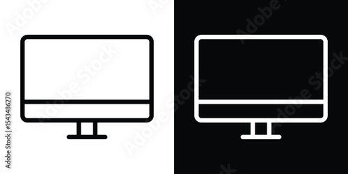 Computer screen icon filled flat sign concept for web design.