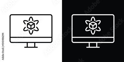 Computer simulation icon filled flat sign concept for web design.