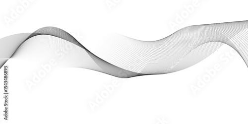 Abstract digital stylized black and grey curved wavy line art element for design white Striped line texture background. Vector illustration.