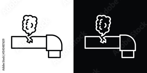 Corrosion rusty through valve tube steam gas leak pipeline icon filled flat sign concept for web design.