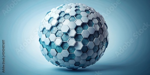 Fototapeta Naklejka Na Ścianę i Meble -  Abstract Hexagonal Sphere A Futuristic 3D Geometric Design of Interlocking Shapes Representing Innovation and Technology