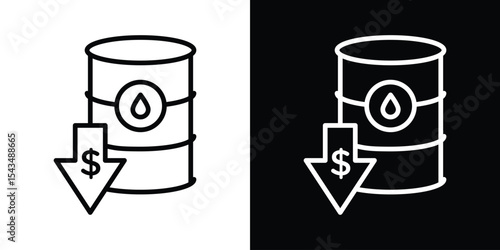 Crude oil price decrease icon filled flat sign concept for web design.
