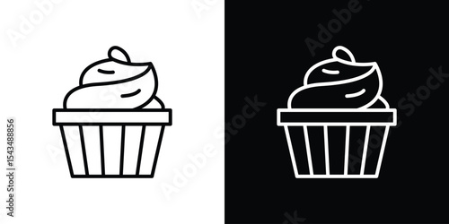 Cupcake icon filled flat sign concept for web design.