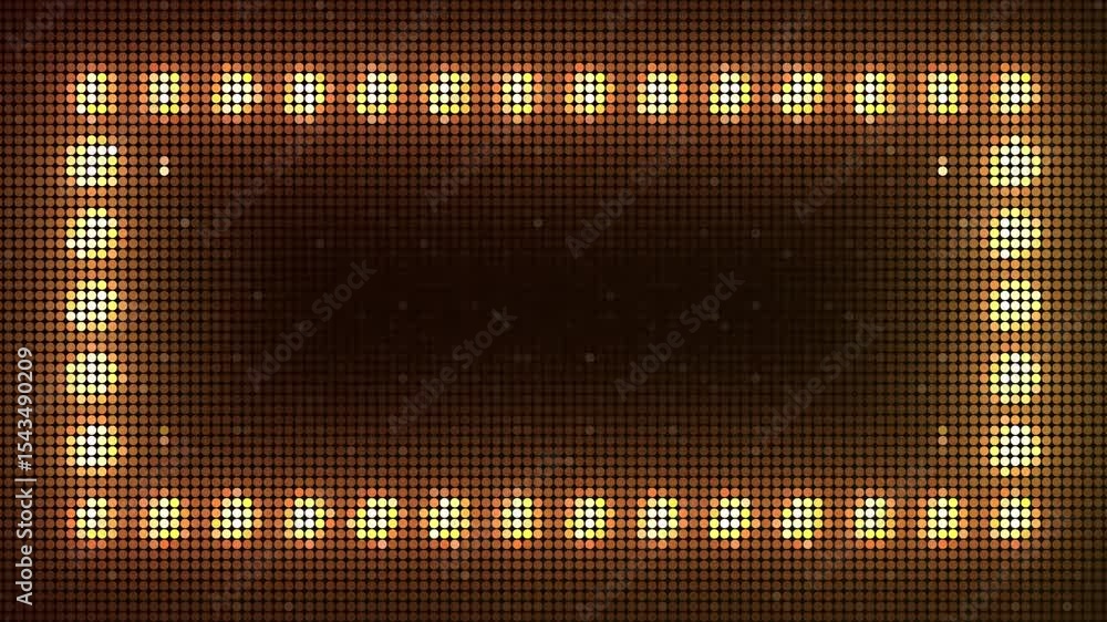 Marquee light board sign retro on black background. Bright golden light bulbs for banner or sign board. Luxury frame for casino text or logo with copy space. Abstract shiny border for glamour show