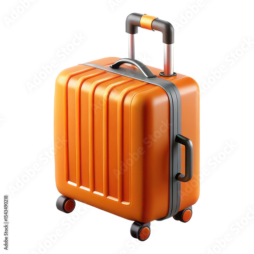 Orange luggage suitcase travel bag wheeled carry on baggage vacation trip business journey equipment 3d