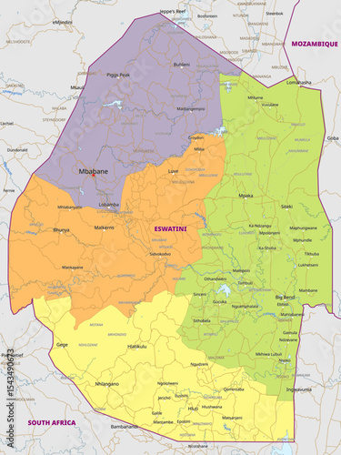 Detailed political map of Swaziland