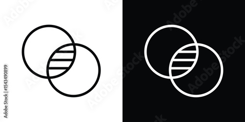 Diagram venn icon filled flat sign concept for web design.