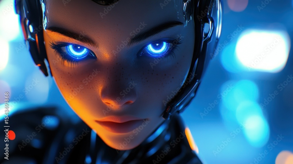 Digital female portrait futuristic technology Digital female portrait futuristic technology