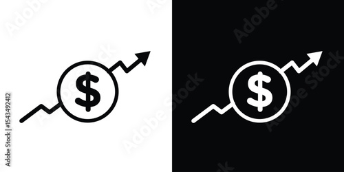 Dollar rate increase icon filled flat sign concept for web design.