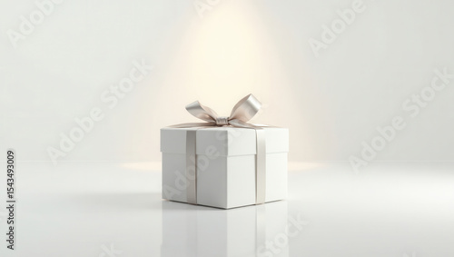 Surprise gift box in white minimal space.
