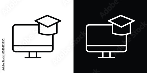 E learning icon filled flat sign concept for web design.