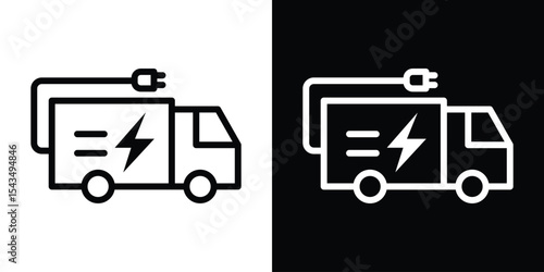 Electric plug in truck icon filled flat sign concept for web design.
