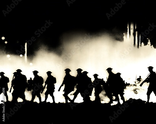 World War I soldiers marching