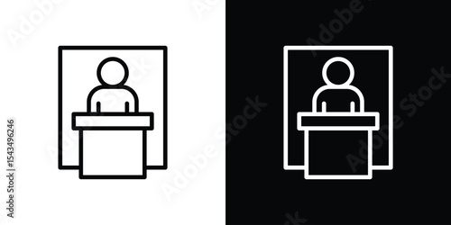 Exhibitor icon filled flat sign concept for web design.