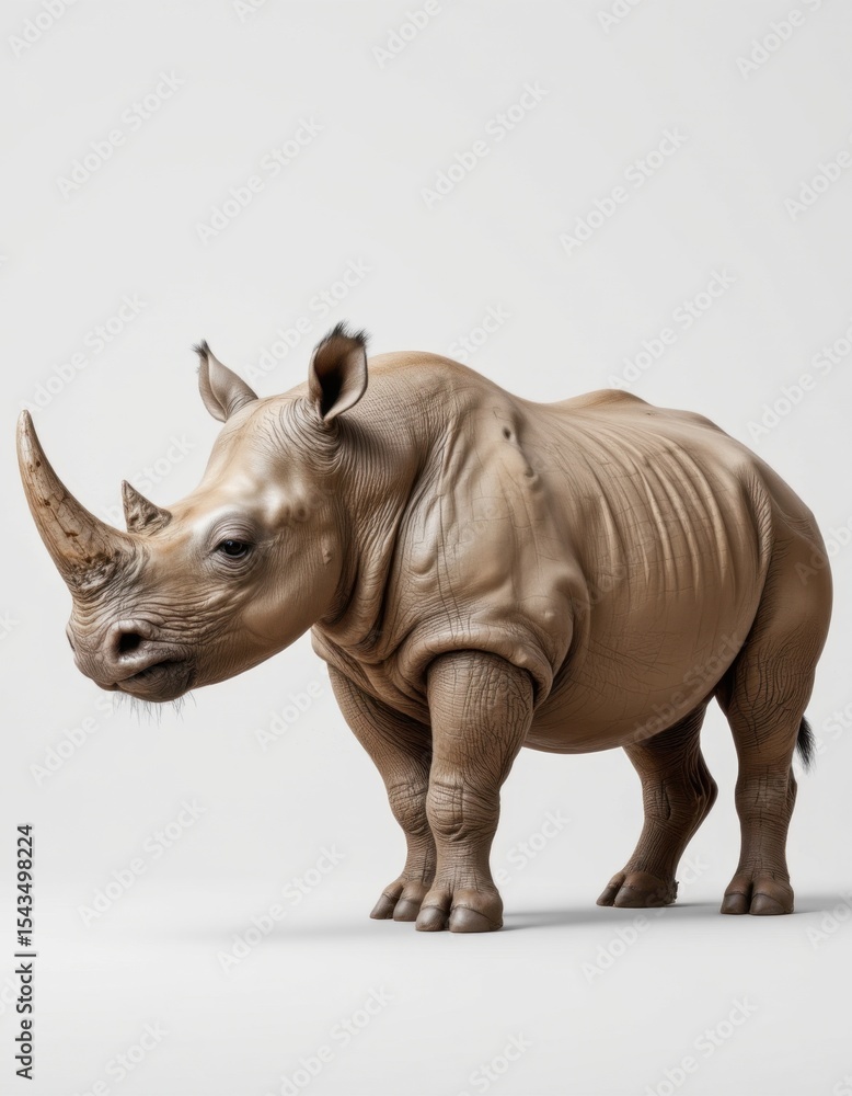 Obraz premium Majestic rhinoceros in studio animal sculpture professional photography minimalist background realism concept
