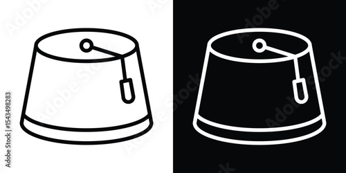 Fez hat icon filled flat sign concept for web design.