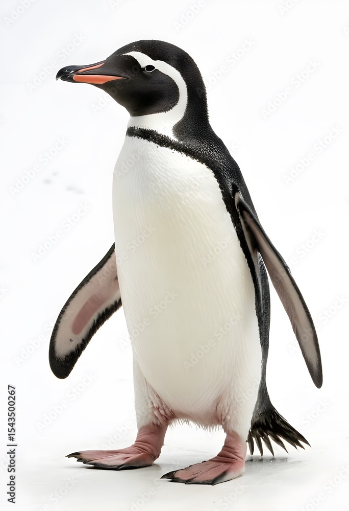 Fototapeta premium Cute Gentoo Penguin Walking on Snow in Antarctica. it ideal for concepts like wildlife, Antarctica, climate change