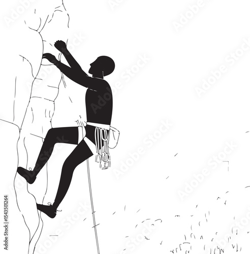 Climber Rappelling Down Cliff Silhouette

Extreme Rappelling Action Vector Scene

Mountain Rappelling Gear Silhouette Design

Rappeller Hanging on Rock Face Vector Art

Vertical Descent Adventure Silh